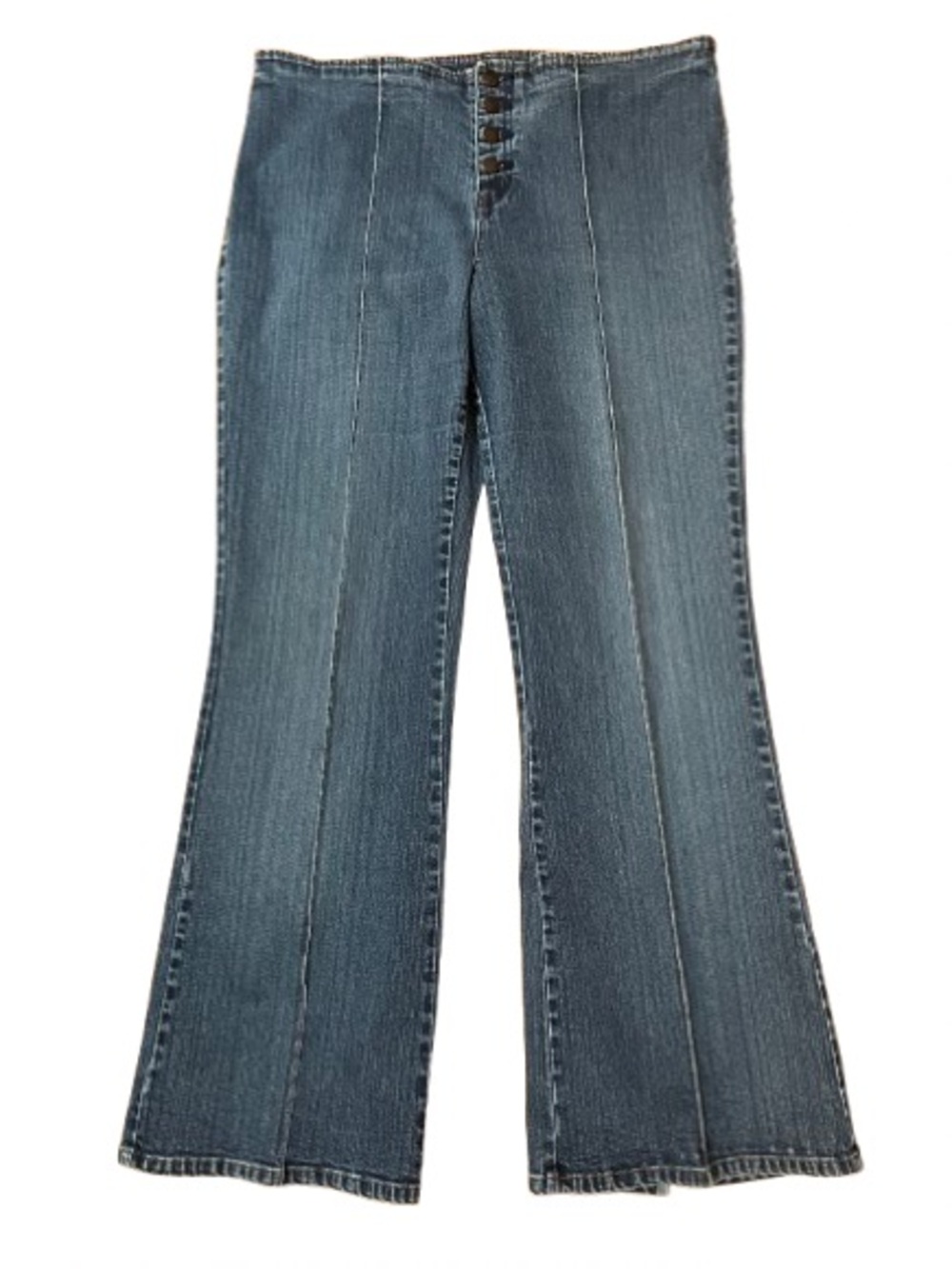 Venezia Women's Blue Panel Flared Button Fly Denim Jeans Size 18